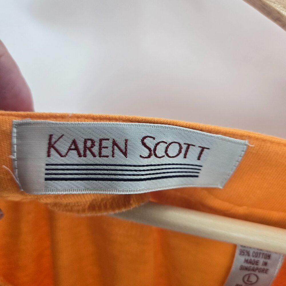 Vintage Karen Scott Orange Upcycled Lorikeet Parrot Applique Short Sleeved Top L - Picture 14 of 16